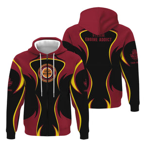 Railspirit Personalized Chicago Great Western Railroad Hoodie Distinctive Flame Style Zip Up Hoodie For Steam Engine Addict