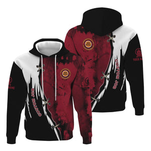 Railspirit Personalized Chicago Great Western Railroad Hoodie Retro Stitches Design with Custom Position Train Zip Up Hoodie