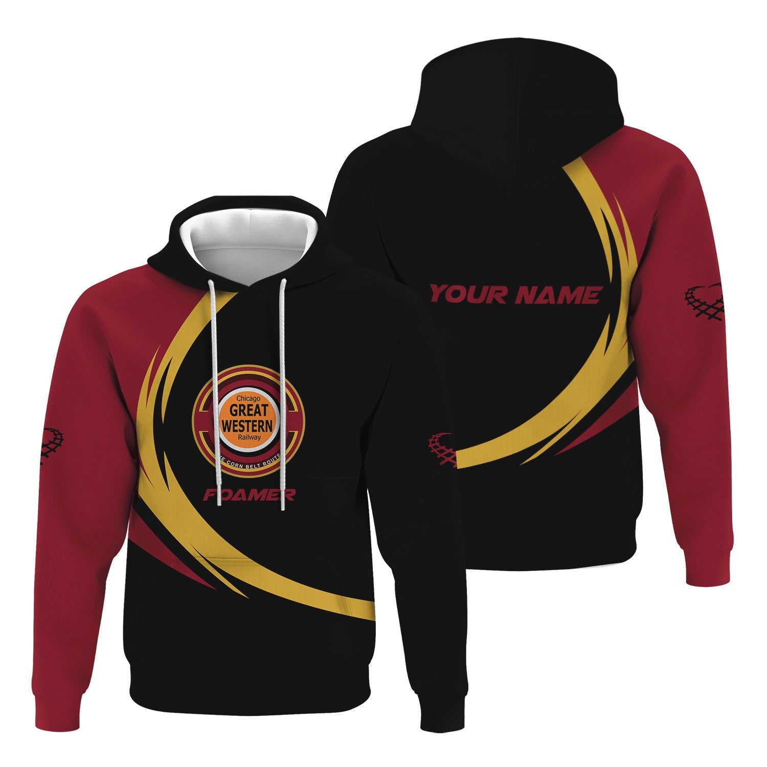 Railspirit Personalized Chicago Great Western Railroad Hoodie Unique Graphic Style Zip Up Hoodie For Train Enthusiasts