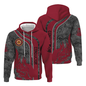 Railspirit Personalized Chicago Great Western Railroad Hoodie Flame Design with Custom Job Position Train Zip Up Hoodie