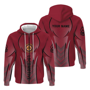 Railspirit Personalized Chicago Great Western Railroad Hoodie Striking Line Style Train Zip Up Hoodie For Locomotive Lovers