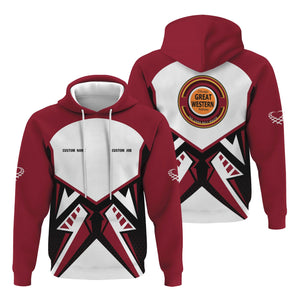 Railspirit Personalized Chicago Great Western Railroad Hoodie Vibriant Style with Custom Position Train Zip Up Hoodie