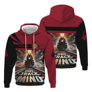 Railspirit Personalized Chicago Great Western Railroad Hoodie One Track Mind Train Printed ZIp Up Hoodie