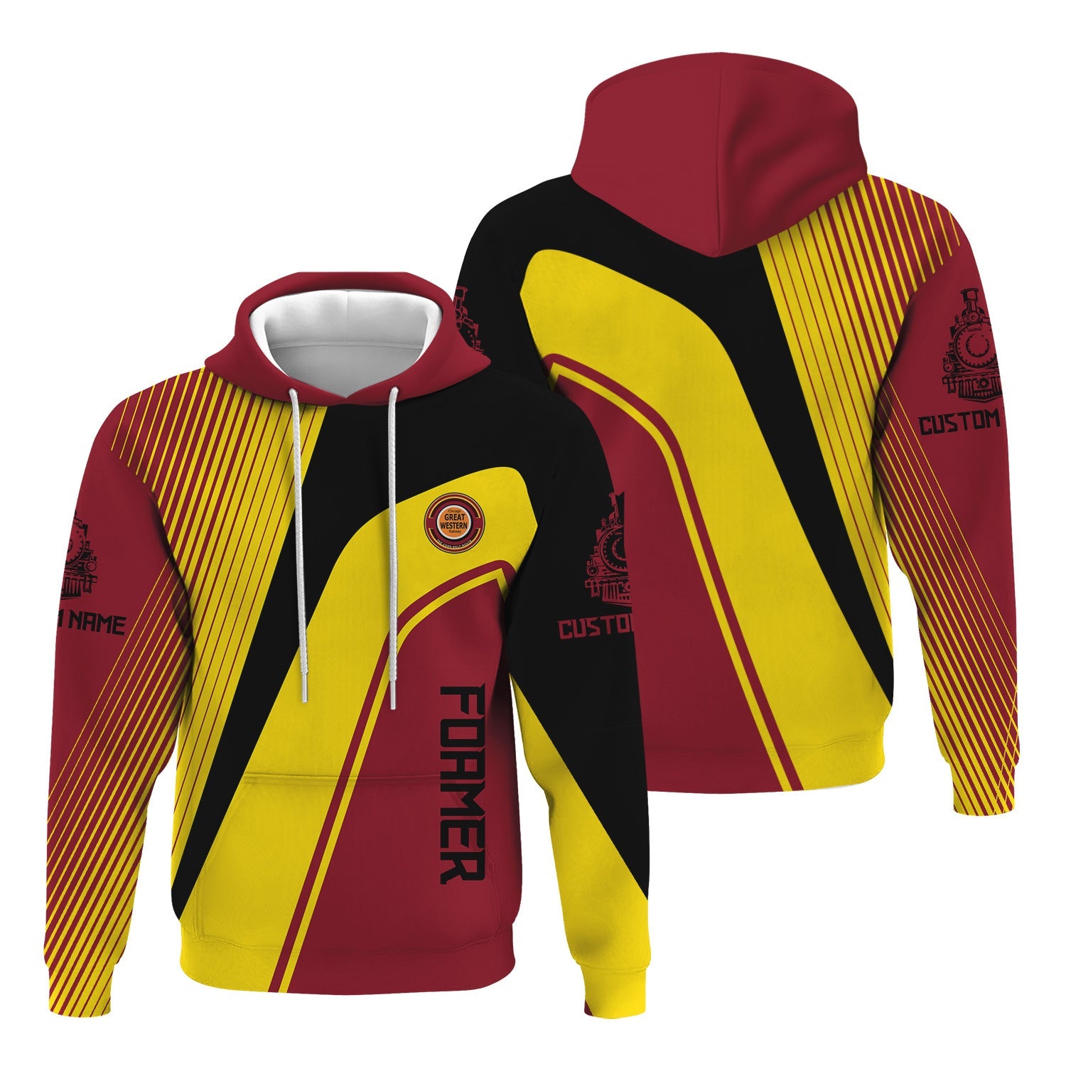 Railspirit Personalized Chicago Great Western Railroad Hoodie Vibrant Striking Style Zip Up Hoodie For Rail Enthusiasts