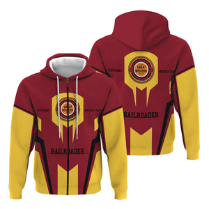 Railspirit Personalized Chicago Great Western Railroad Hoodie Custom Year Railroader Zip Up Hoodie Gift Idea For Train Lover