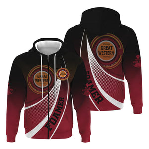 Railspirit Personalized Chicago Great Western Railroad Hoodie Railway-Themed Style Zip Up Hoodie Gift Idea For Trainspotter