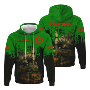 Railspirit Personalized Elgin Joliet And Eastern Railroad Hoodie Vintage Train Art Style Zip Up Hoodie For Locomotive Fans