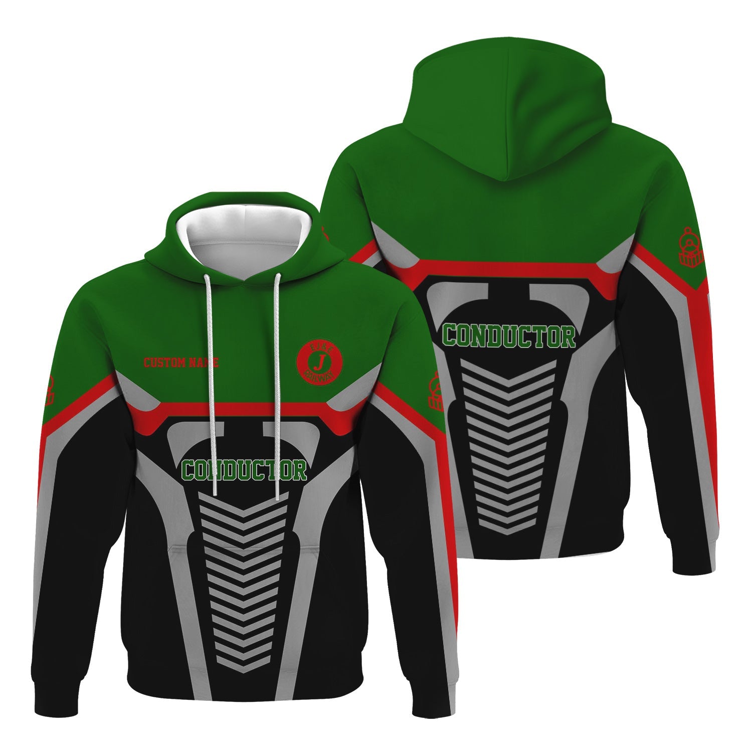 Railspirit Personalized Elgin Joliet And Eastern Railroad Hoodie Track-Inspired with Custom Job Position Train Zip Up Hoodie