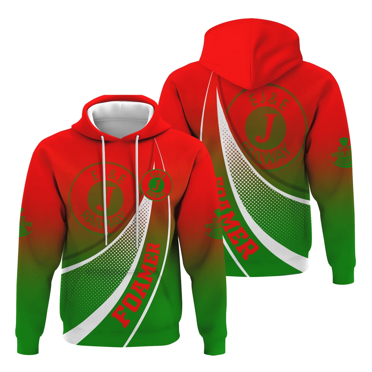 Railspirit Personalized Elgin Joliet And Eastern Railroad Hoodie Railway-Themed Style Zip Up Hoodie Gift Idea For Trainspotter