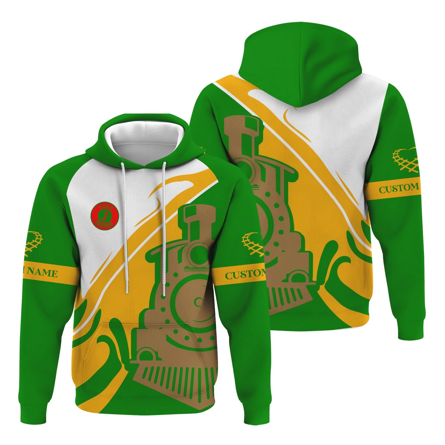 Railspirit Personalized Elgin Joliet And Eastern Railroad Hoodie Flame-Inspired Style Zip Up Hoodie Gift Idea For Train Lovers