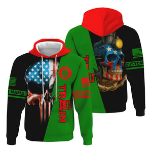 Railspirit Personalized Elgin Joliet And Eastern Railroad Hoodie Train Skull American Flag Zip Up Hoodie All Over Print