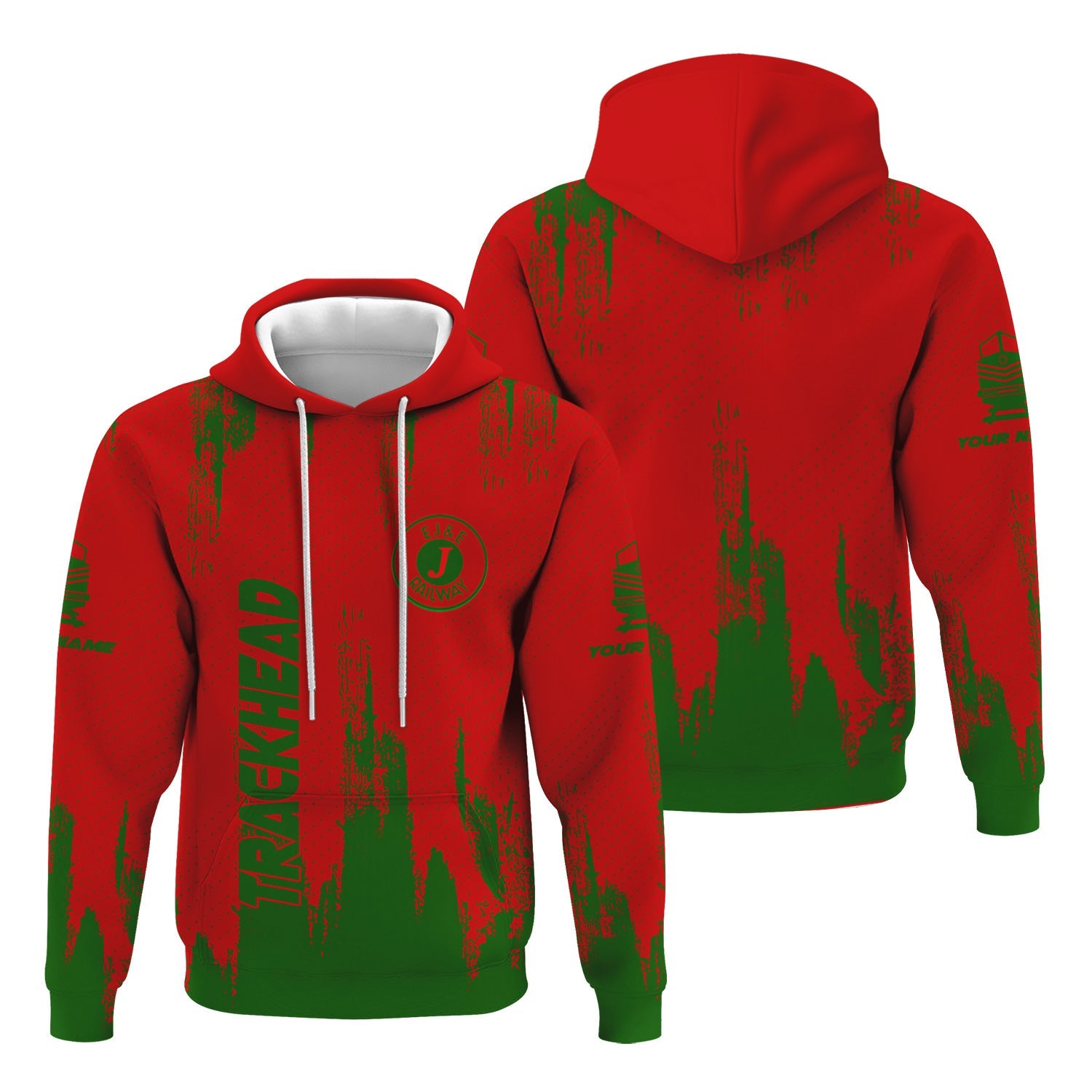 Railspirit Personalized Elgin Joliet And Eastern Railroad Hoodie Paint Impact Design Train Zip Up Hoodie for Trackhead