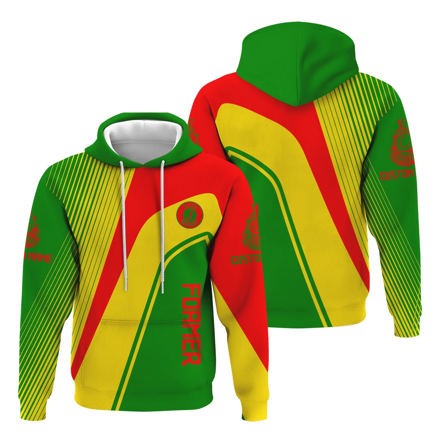 Railspirit Personalized Elgin Joliet And Eastern Railroad Hoodie Vibrant Striking Style Zip Up Hoodie For Rail Enthusiasts