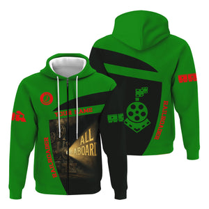 Railspirit Personalized Elgin Joliet And Eastern Railroad Hoodie All Aboard Steam Train Movie Projector Style Zip Up Hoodie