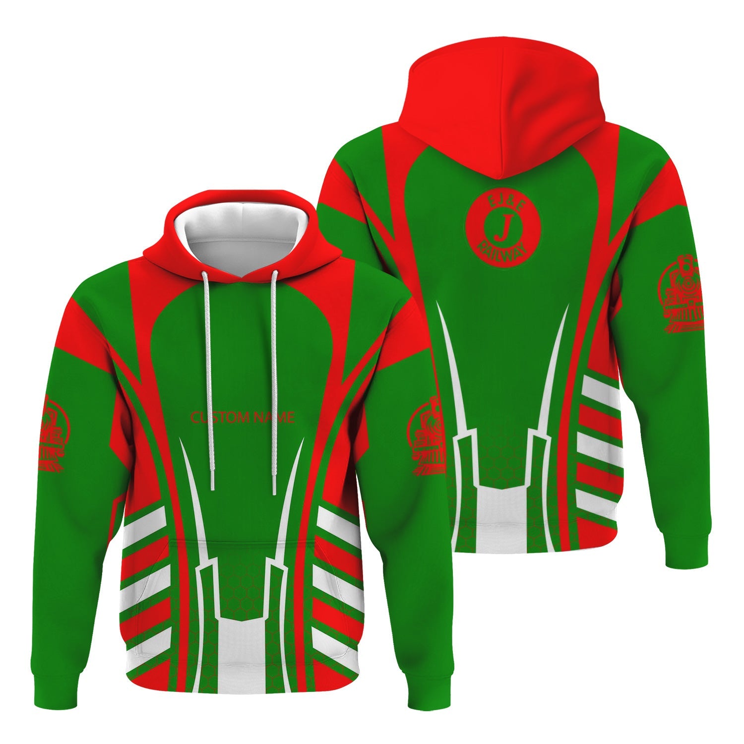 Railspirit Personalized Elgin Joliet And Eastern Railroad Hoodie Striped Railroad Style Train Zip Up Hoodie All Over Print