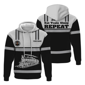 Railspirit Custom Name Bessemer And Lake Erie Railroad Hoodie Eat Train Sleep Repeat Printed Train Zip Hoodie