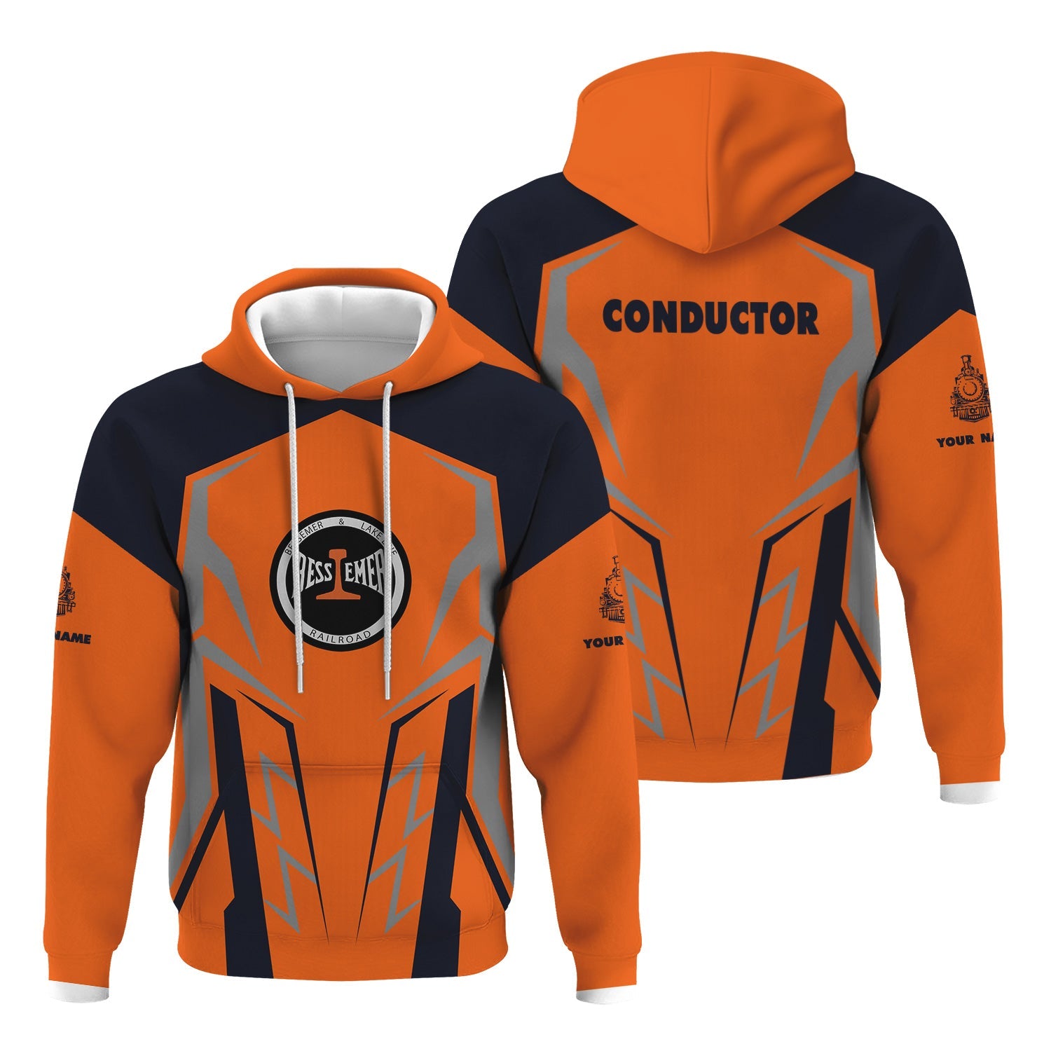 Railspirit Personalized Bessemer And Lake Erie Railroad Hoodie Futuristic Design with Custom Job Train Zip Up Hoodie