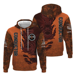 Railspirit Personalized Bessemer And Lake Erie Railroad Hoodie Blazing Style with Custom Position Train Zip Up Hoodie