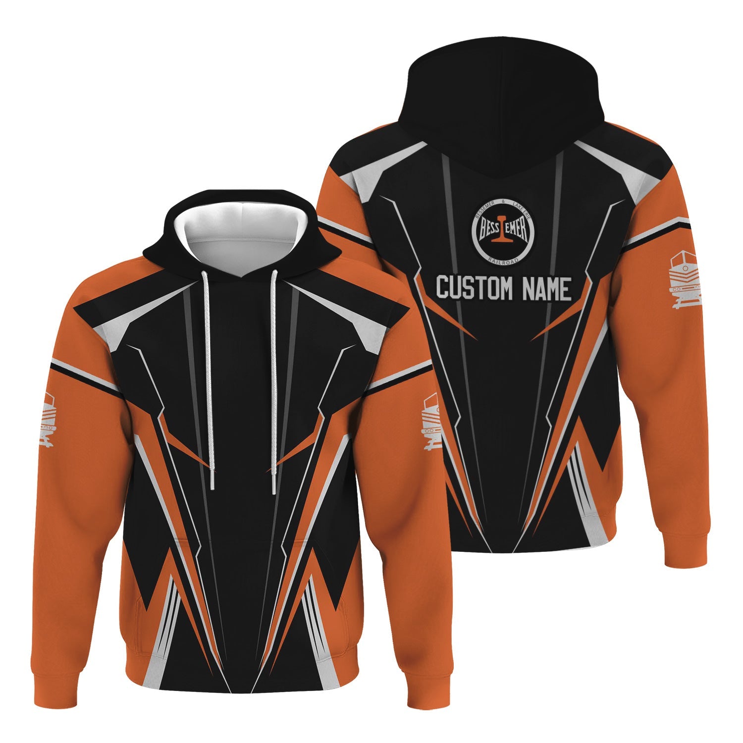 Railspirit Personalized Bessemer And Lake Erie Railroad Hoodie Lightning-Edge Design Train Zip Up Hoodie For Railroad Lovers