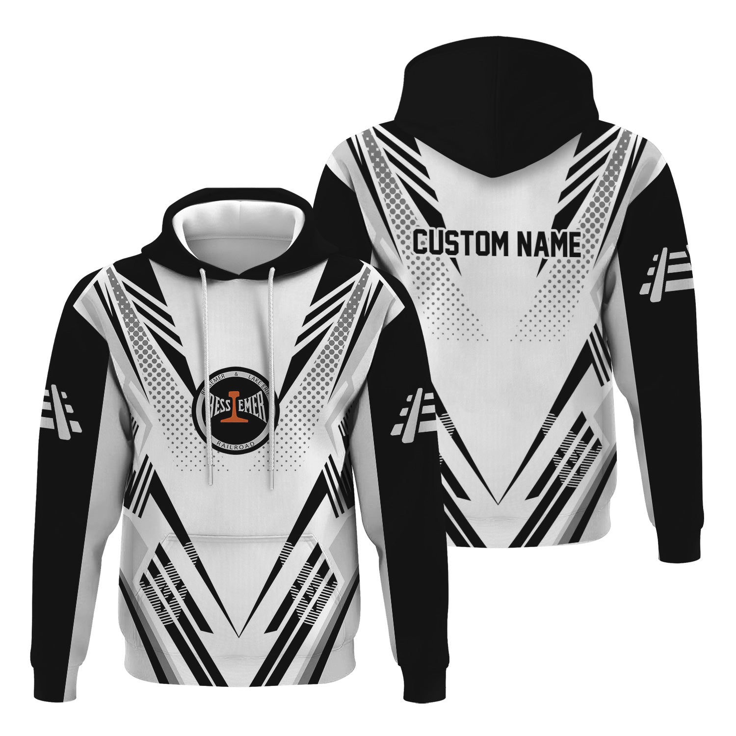 Railspirit Personalized Bessemer And Lake Erie Railroad Hoodie Railroad Tribute Design Train Zip Up Hoodie for Train Lovers