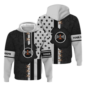 Railspirit Personalized Bessemer And Lake Erie Railroad Hoodie American Flag with Crack Effect Train Zip Up Hoodie