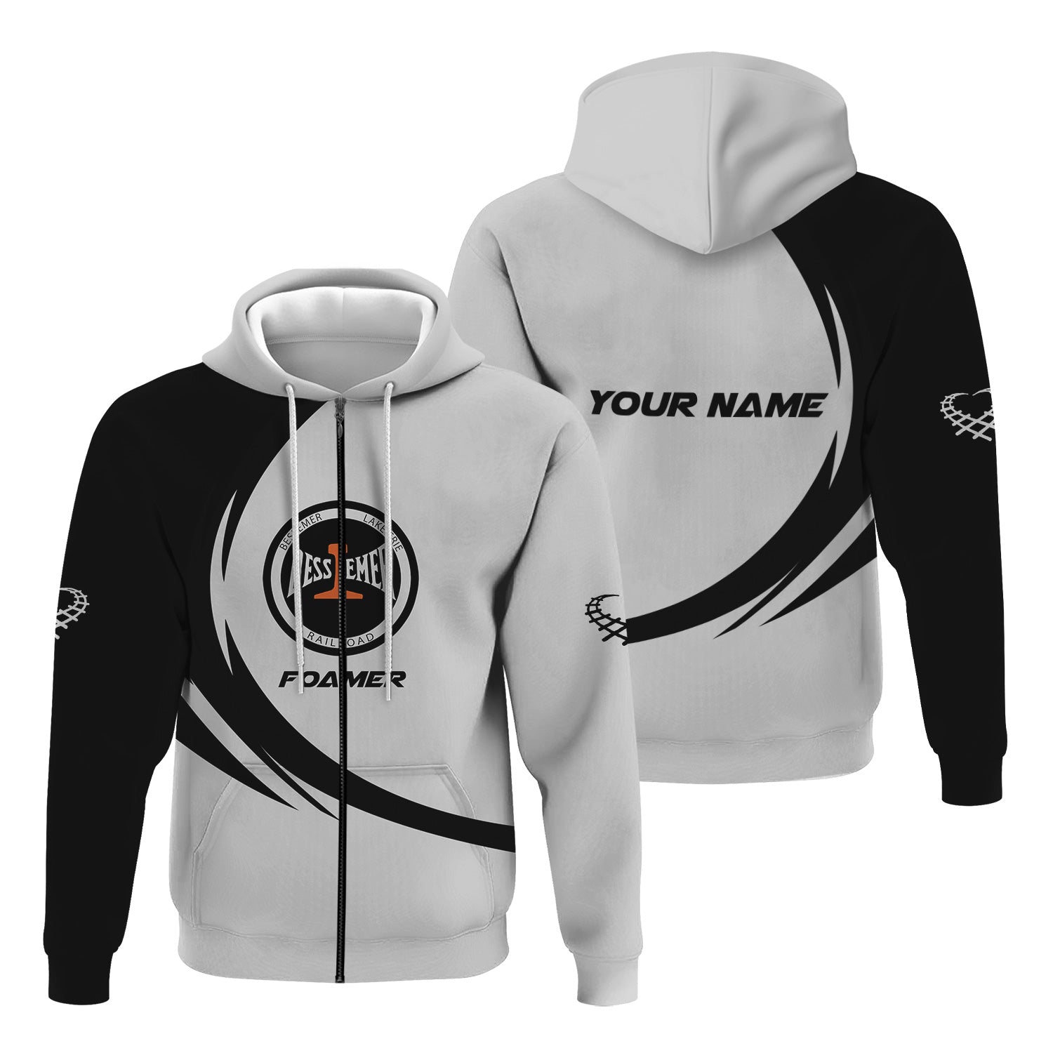 Railspirit Personalized Bessemer And Lake Erie Railroad Hoodie Unique Graphic Style Zip Up Hoodie For Train Enthusiasts