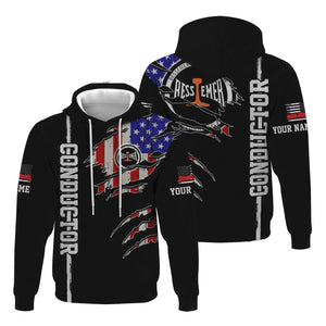 Railspirit Personalized Bessemer And Lake Erie Railroad Hoodie USA Flag Claw Art with Custom Job Train Zip Up Hoodie