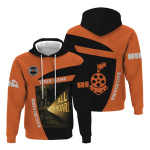 Railspirit Personalized Bessemer And Lake Erie Railroad Hoodie All Aboard Steam Train Movie Projector Style Zip Up Hoodie