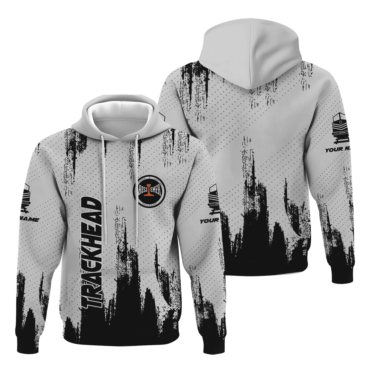 Railspirit Personalized Bessemer And Lake Erie Railroad Hoodie Paint Impact Design Train Zip Up Hoodie for Trackhead