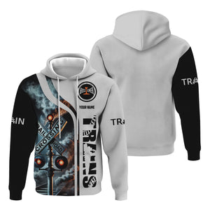 Railspirit Custom Name Bessemer And Lake Erie Railroad Hoodie Railroad Crossing Sign Printed Zip Hoodie