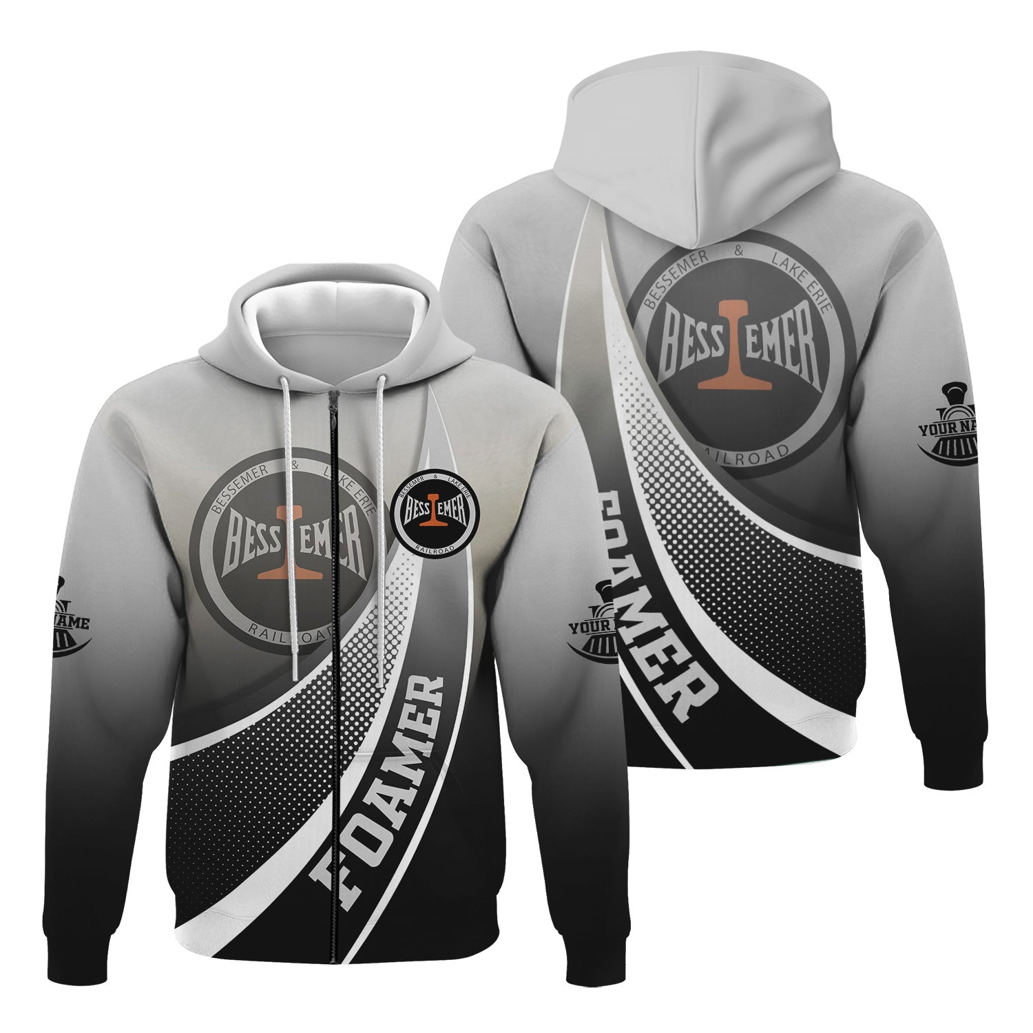 Railspirit Personalized Bessemer And Lake Erie Railroad Hoodie Railway-Themed Style Zip Up Hoodie Gift Idea For Trainspotter