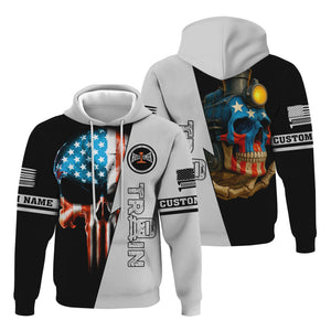 Railspirit Personalized Bessemer And Lake Erie Railroad Hoodie Train Skull American Flag Zip Up Hoodie All Over Print