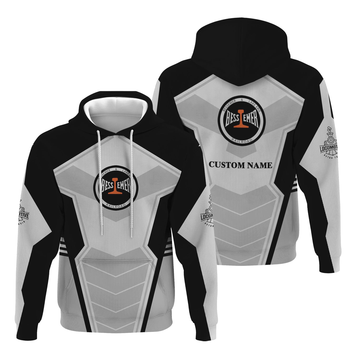 Railspirit Personalized Bessemer And Lake Erie Railroad Hoodie Engine-Inspired Style Train Zip Up Hoodie for Railroad Fanatic