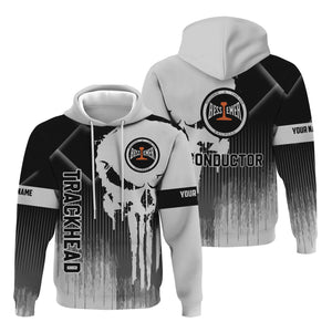 Railspirit Personalized Bessemer And Lake Erie Railroad Hoodie Skull Design with Custom Job Train Zip Up Hoodie for Trackhead Crew