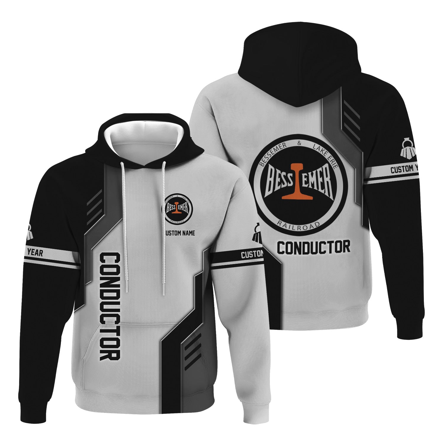 Railspirit Personalized Bessemer And Lake Erie Railroad Hoodie Unique Railway Style with Custom Job Train Zip Up Hoodie