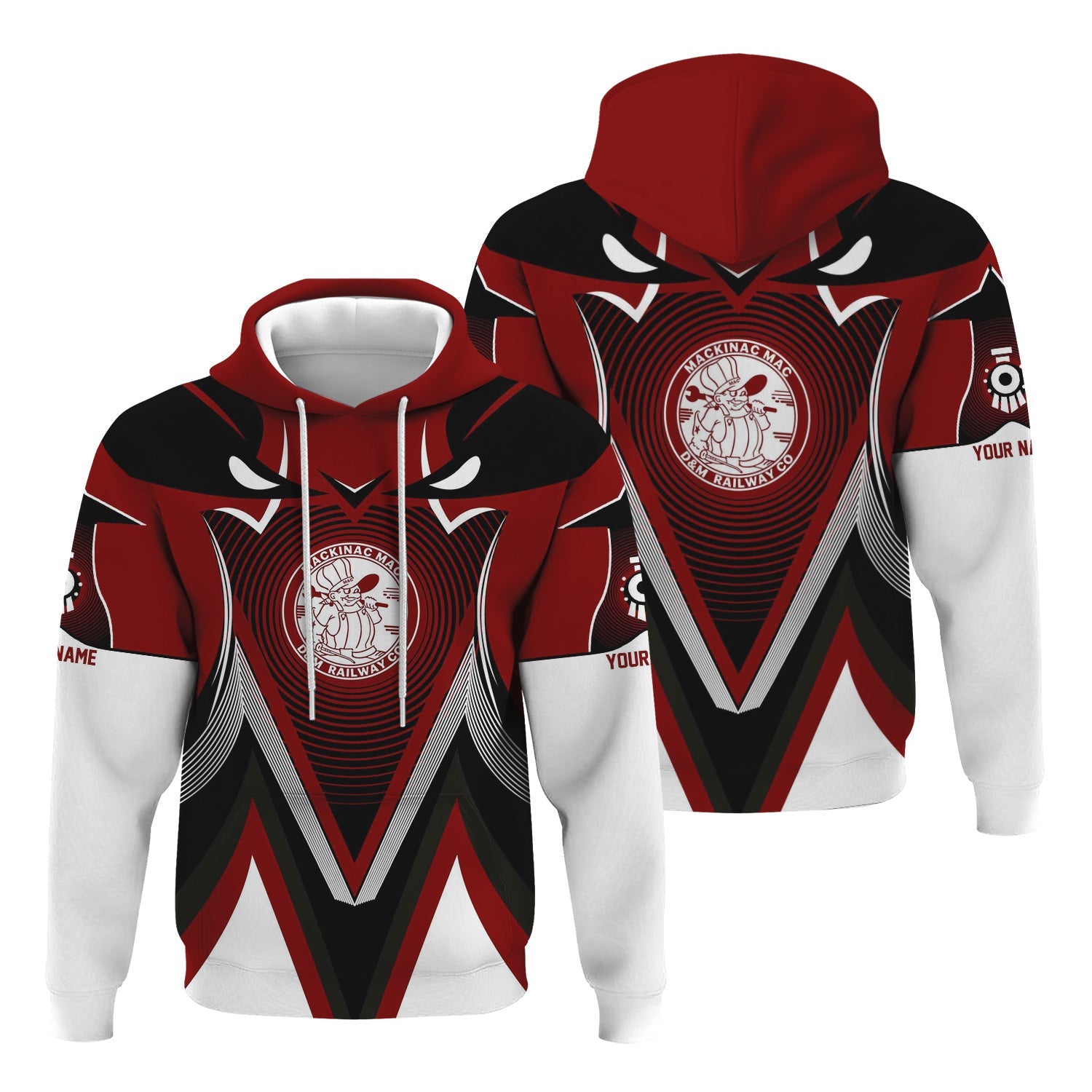 Railspirit Personalized Detroit & Mackinac Railroad Hoodie Vibrant Graphic Pattern Zip Up Hoodie For Train Enthusiasts