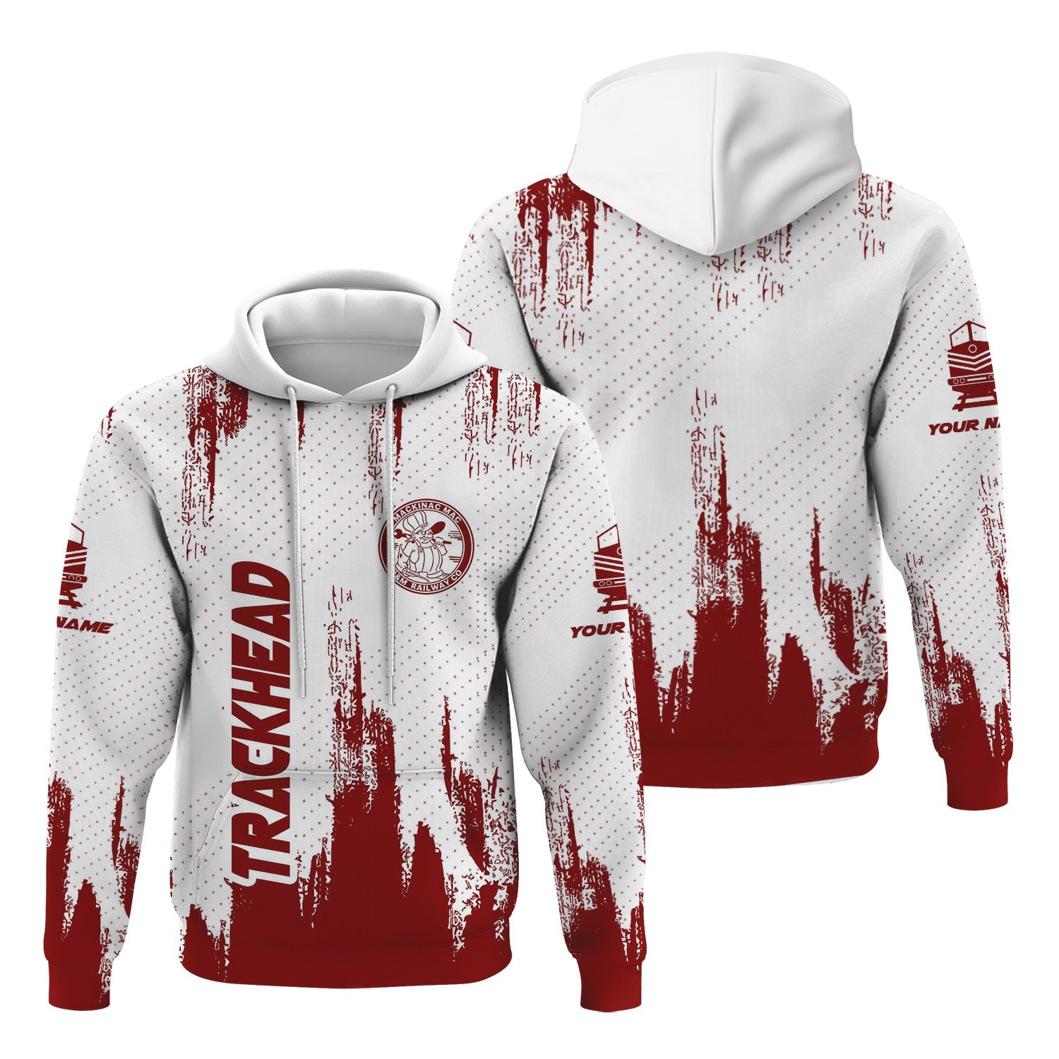 Railspirit Personalized Detroit & Mackinac Railroad Hoodie Paint Impact Design Train Zip Up Hoodie for Trackhead