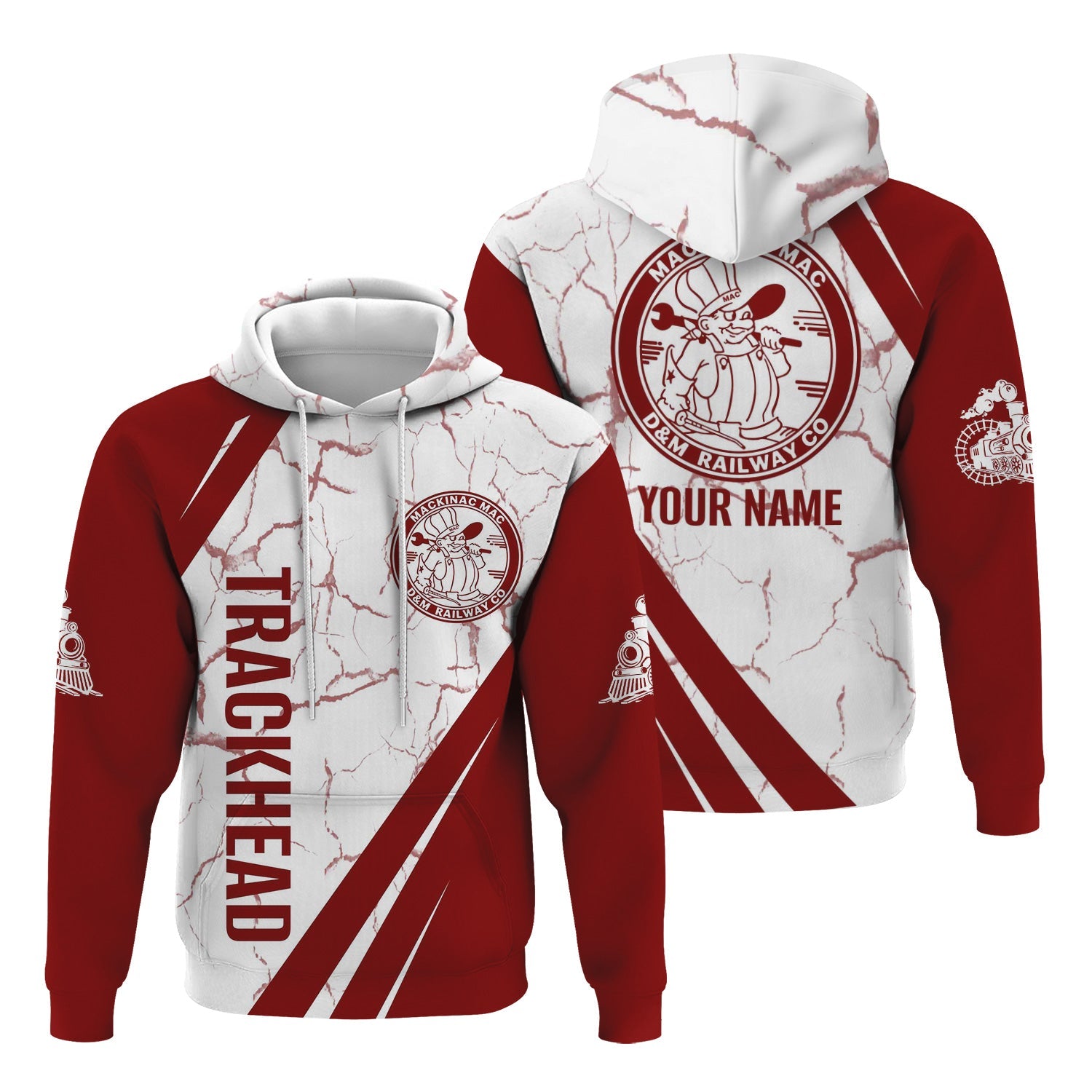 Railspirit Personalized Detroit & Mackinac Railroad Hoodie Crackle Texture Style Train Zip Up Hoodie For Trackhead