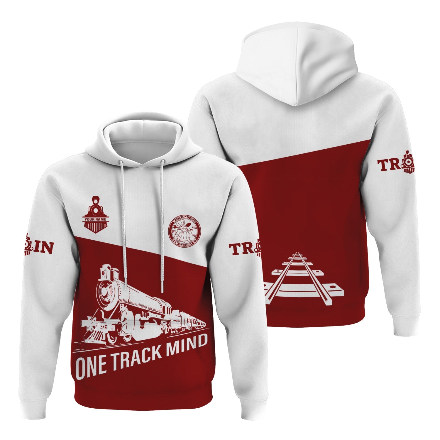 Railspirit Custom Name Detroit & Mackinac Railroad Hoodie One Track Mind Printed Zip Hoodie