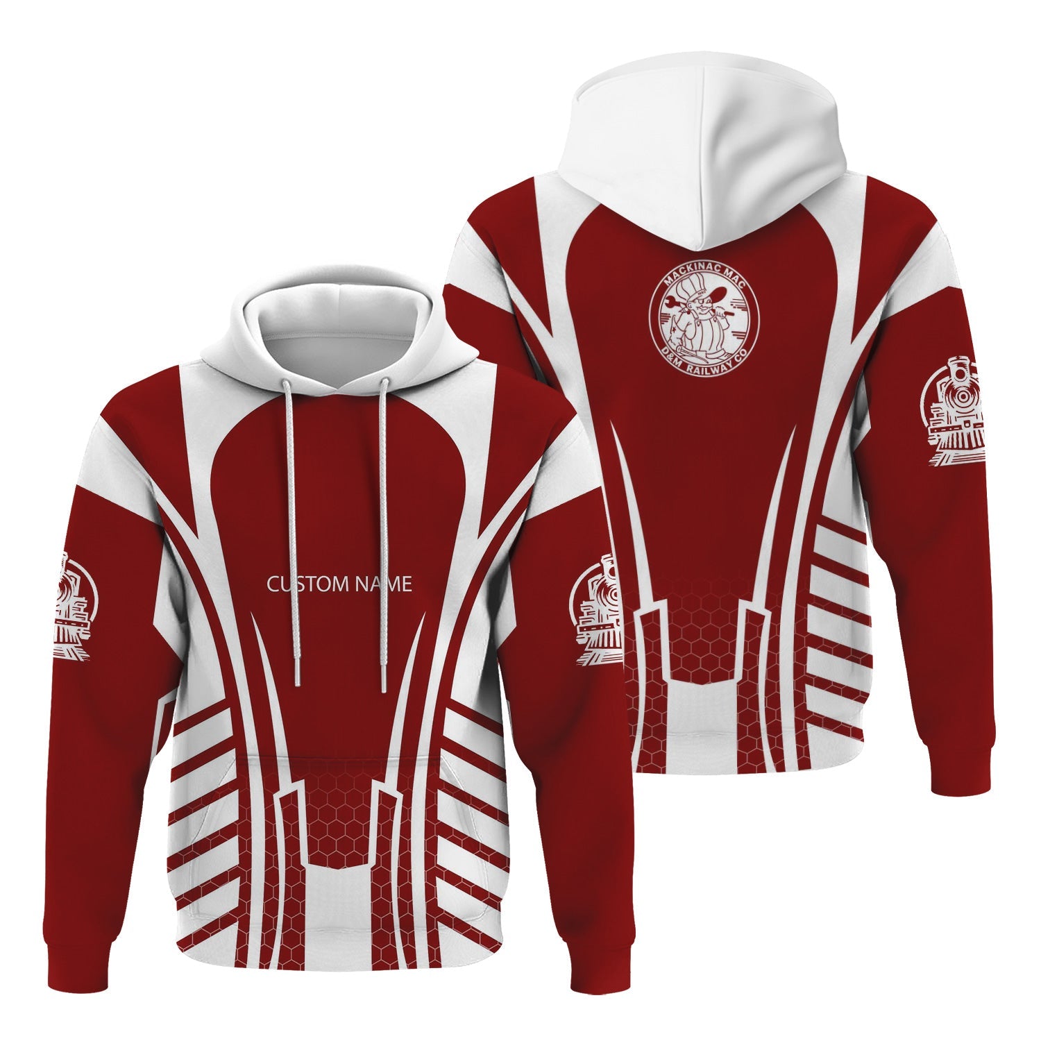 Railspirit Personalized Detroit & Mackinac Railroad Hoodie Striped Railroad Style Train Zip Up Hoodie All Over Print