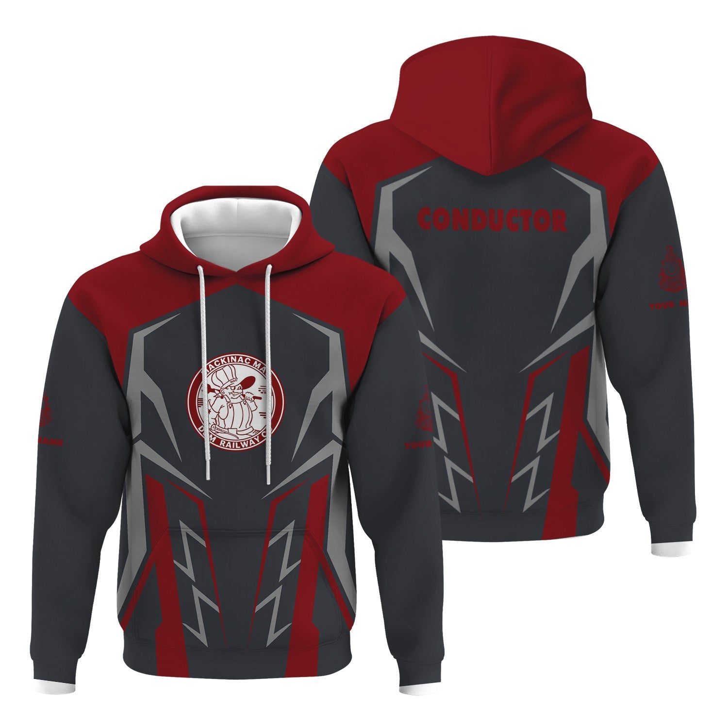 Railspirit Personalized Detroit & Mackinac Railroad Hoodie Futuristic Design with Custom Job Train Zip Up Hoodie
