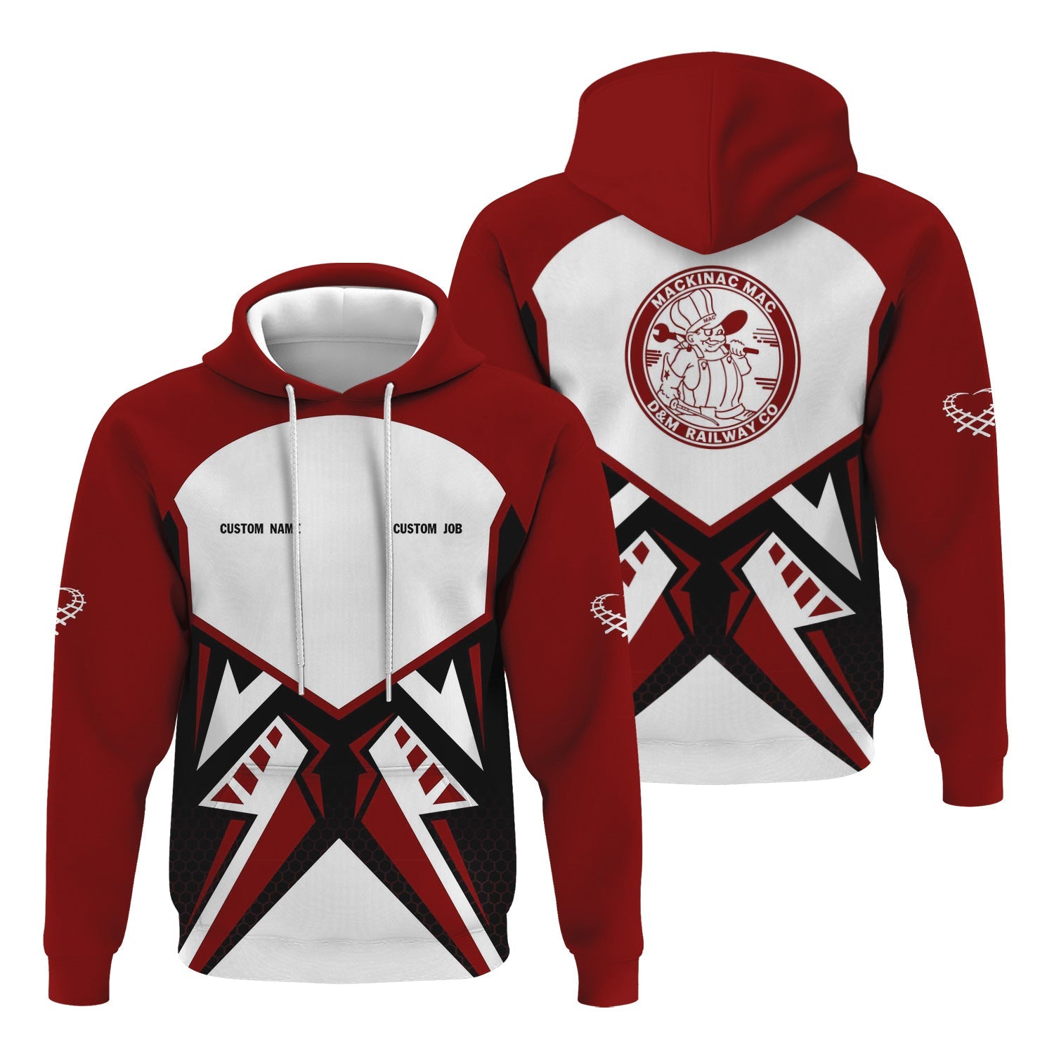 Railspirit Personalized Detroit & Mackinac Railroad Hoodie Vibriant Style with Custom Position Train Zip Up Hoodie