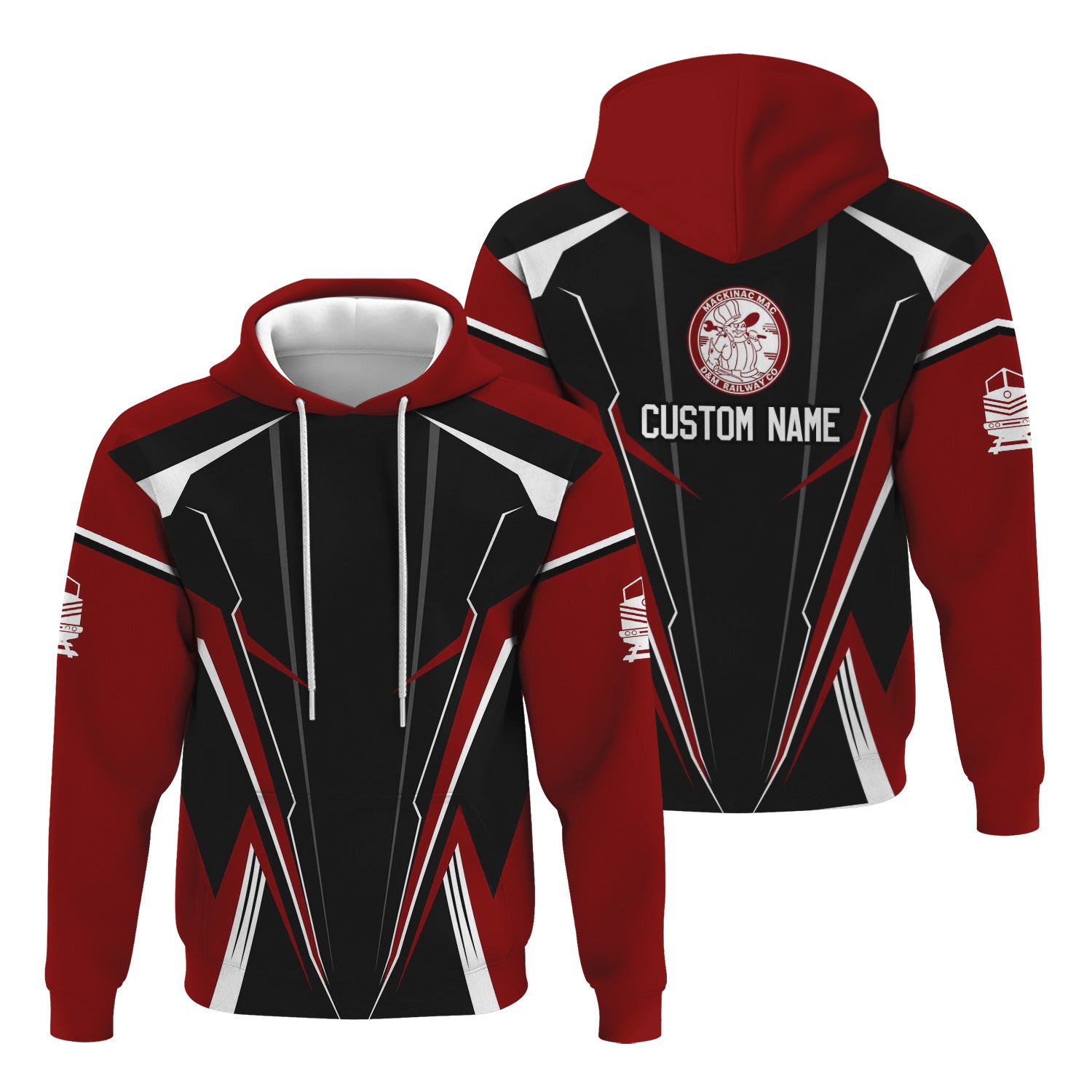 Railspirit Personalized Detroit & Mackinac Railroad Hoodie Lightning-Edge Design Train Zip Up Hoodie For Railroad Lovers