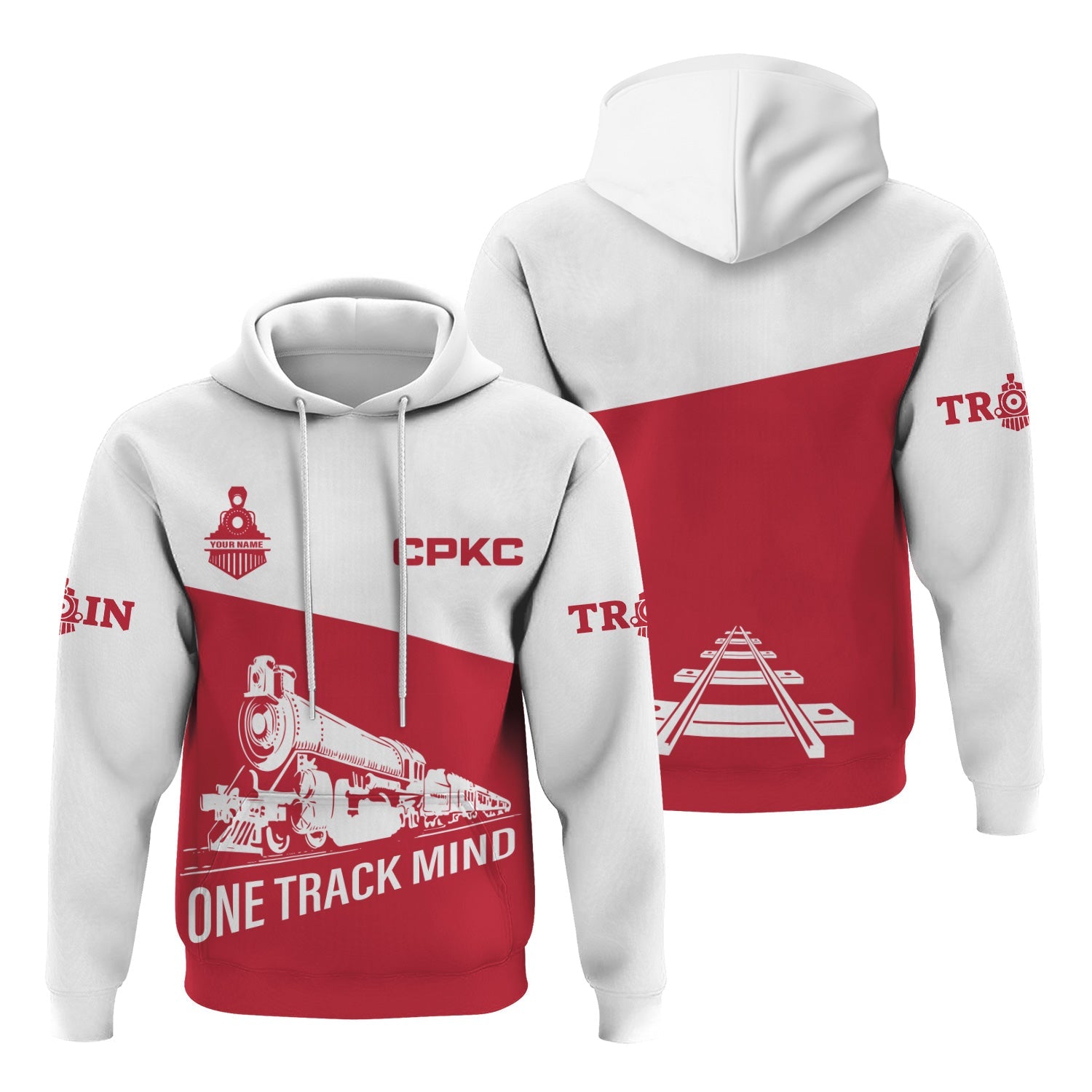 Railspirit Custom Name Canadian Pacific Kansas City Hoodie One Track Mind CPKC Printed Zip Hoodie