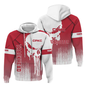 Railspirit Personalized Canadian Pacific Kansas City Hoodie Skull Design with Custom Job CPKC Train Zip Up Hoodie for Trackhead Crew