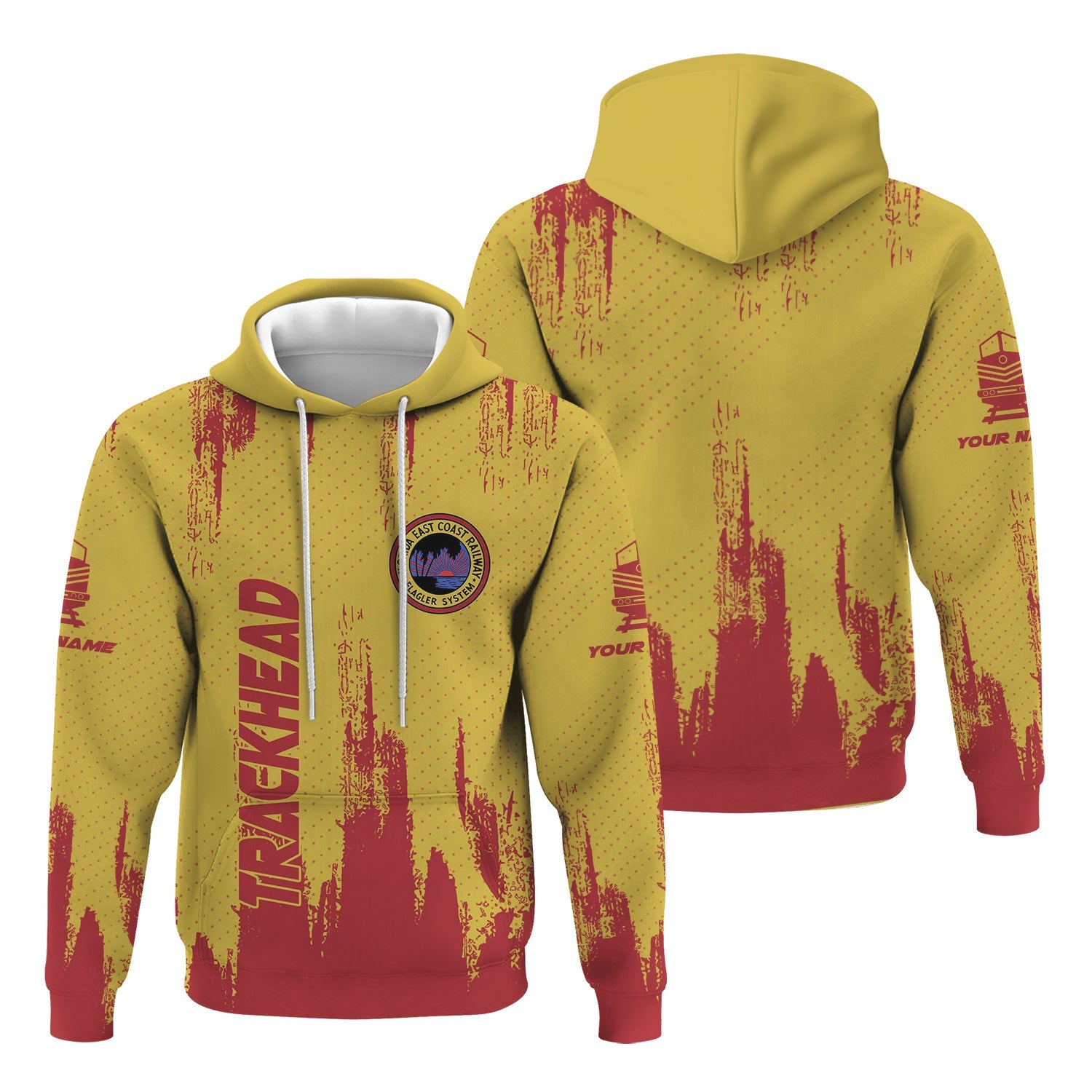 Railspirit Personalized Florida East Coast Railway Hoodie Paint Impact Design Train Zip Up Hoodie for Trackhead