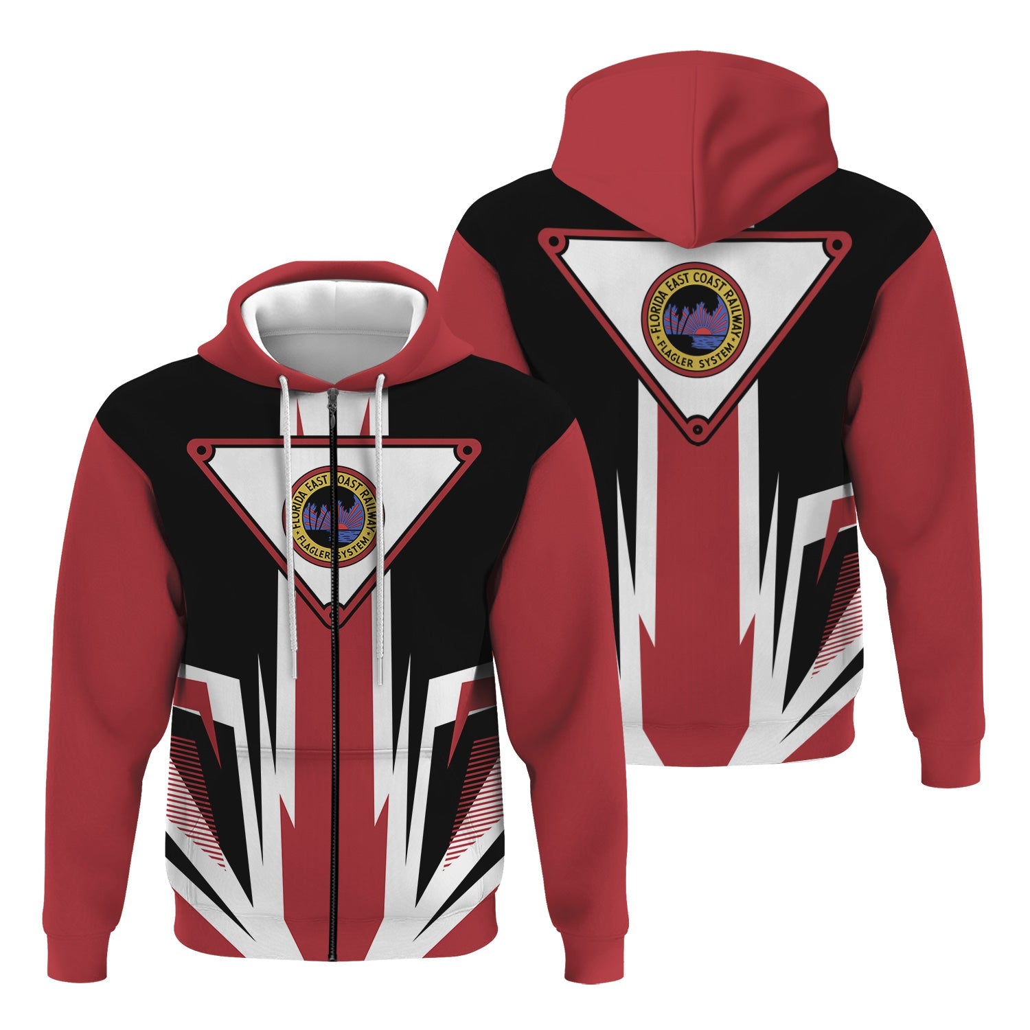 Railspirit Florida East Coast Railway Hoodie Bold Graphic Style All Over Printed Zip Up Hoodie