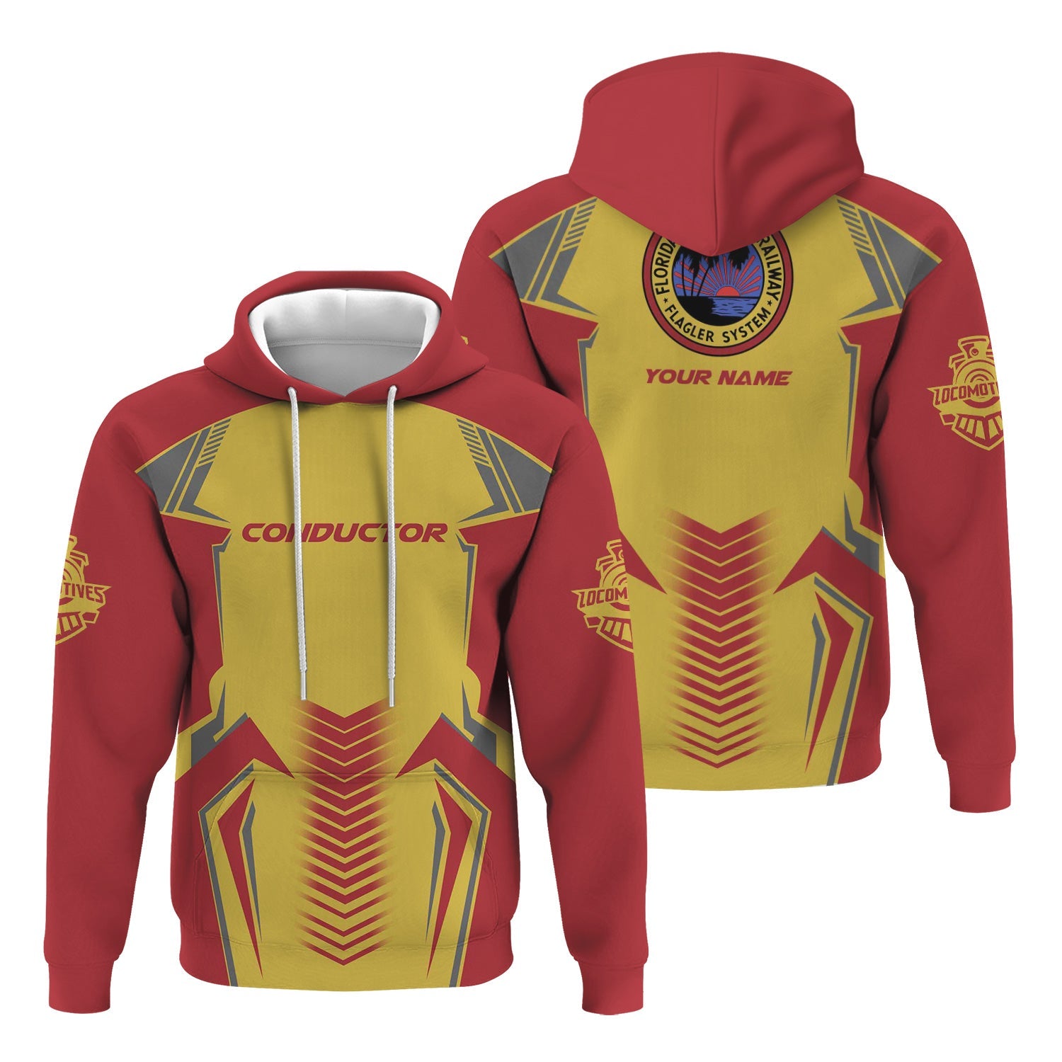 Railspirit Personalized Florida East Coast Railway Hoodie Standout Style with Custom Position Train Zip Up Hoodie