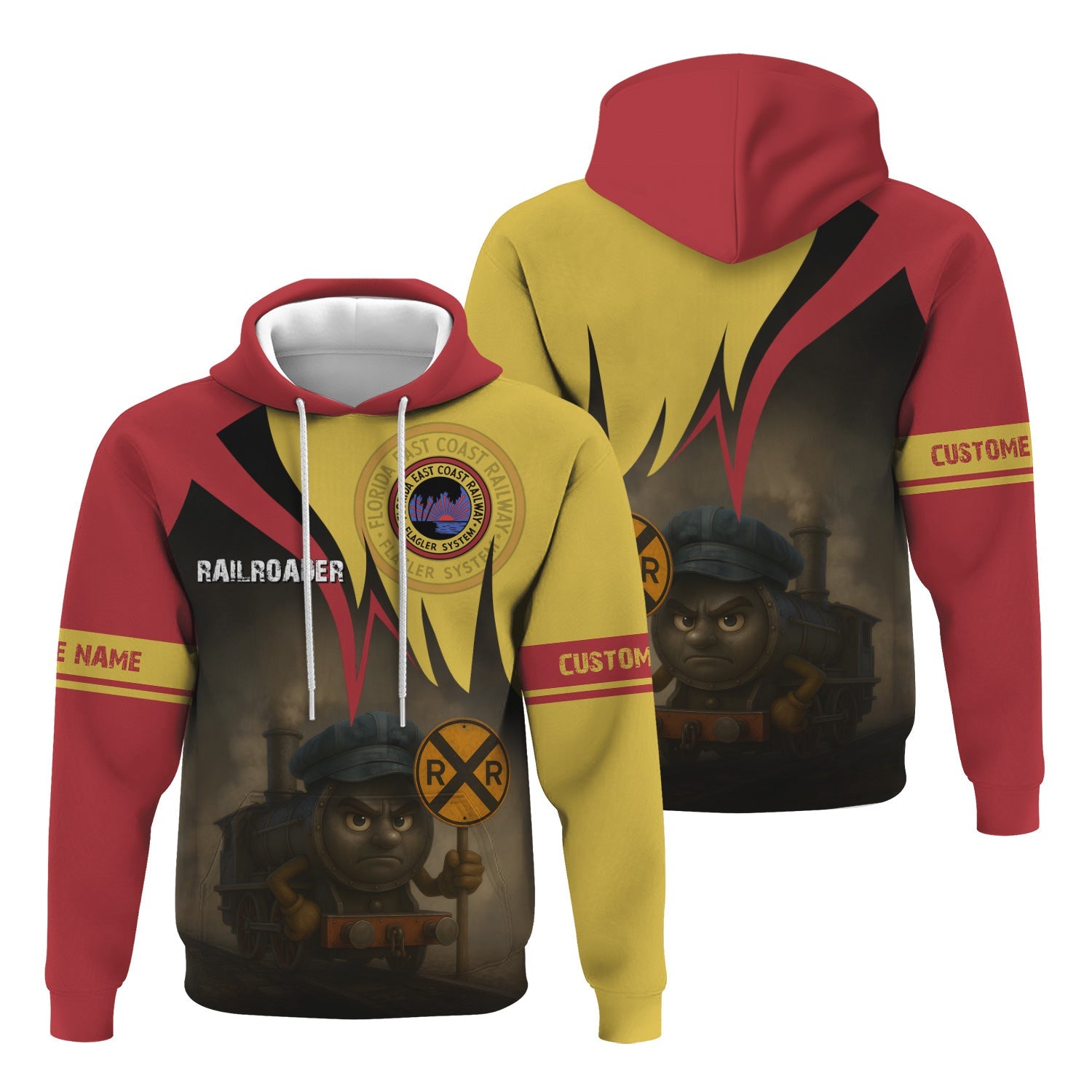 Railspirit Personalized Florida East Coast Railway Hoodie Angry Train Hoodie Gift Idea For Train Lover