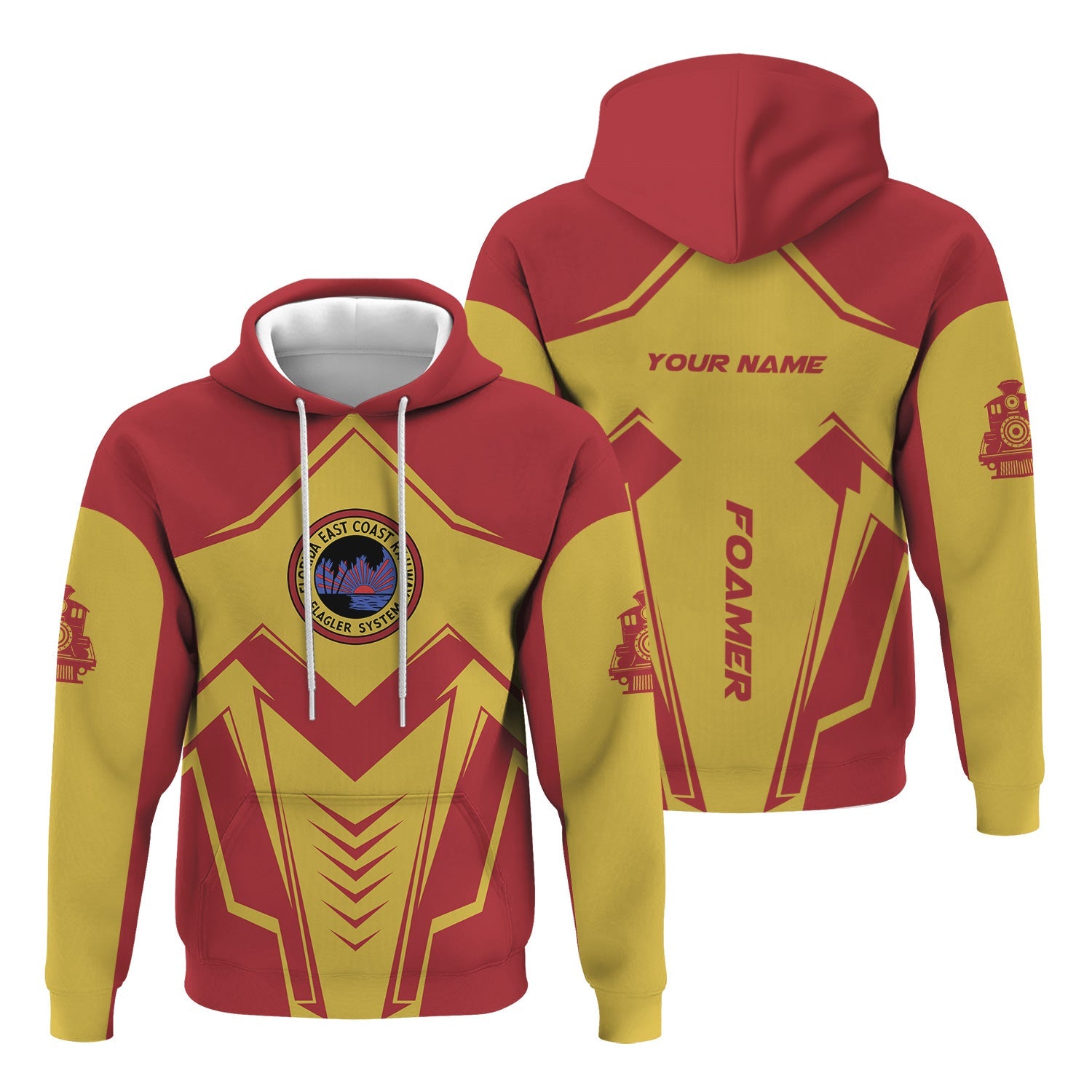 Railspirit Personalized Florida East Coast Railway Hoodie Railway Trainspotter Style Zip Up Hoodie Gift Idea For Foamers